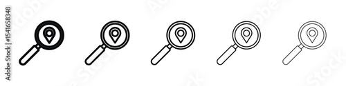 Search Location icon logo in stroke lines collection