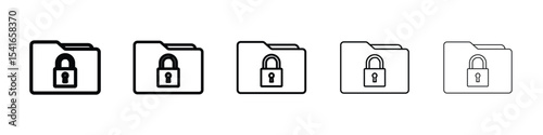Secret folder icon logo in stroke lines collection