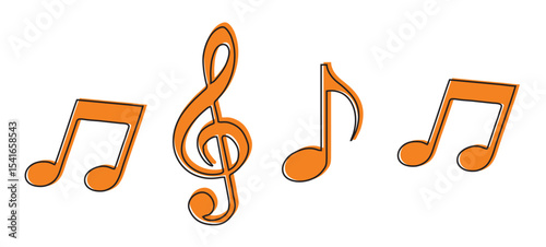 vector illustration of music notes on white background