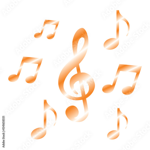 vector illustration of music notes on white