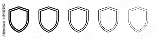 Shield icon logo in stroke lines collection
