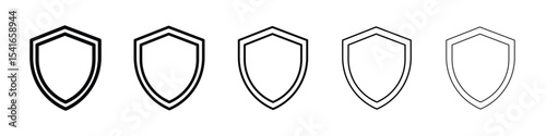Shield icon logo in stroke lines collection