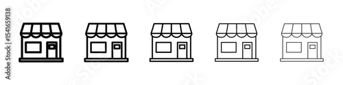 Shop icon logo in stroke lines collection