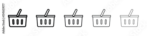 Shopping basket icon logo in stroke lines collection