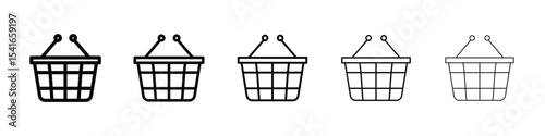 Shopping basket icon logo in stroke lines collection