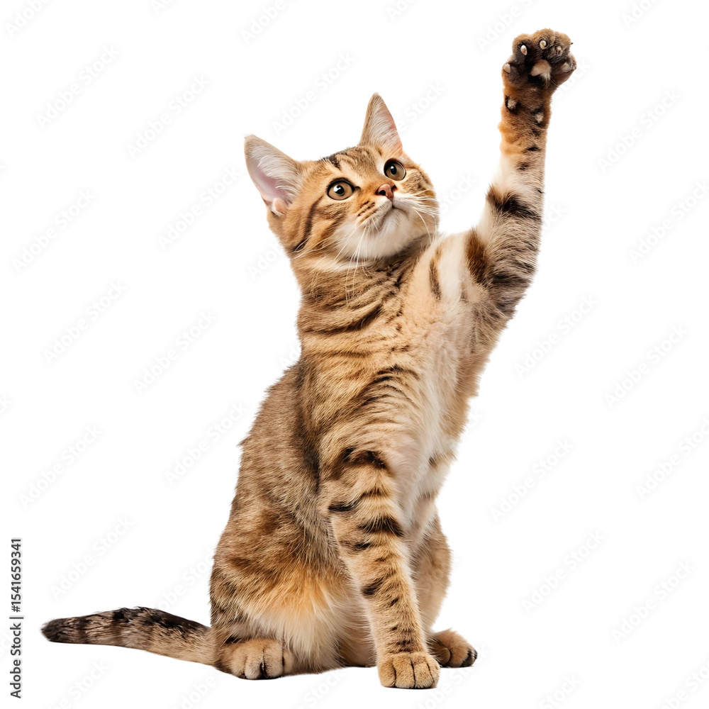 Fototapeta premium cat giving high five isolated on a transparent background