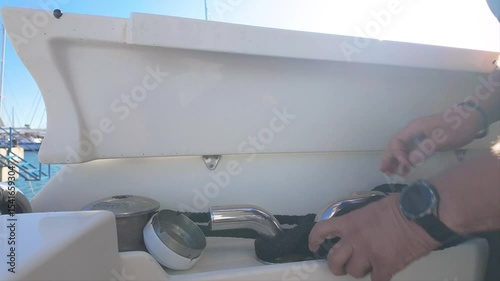 Securing Yacht Rope at the Marina in Torrevieja