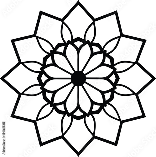 Spiritual mandala design with clean outlines and floral symmetry