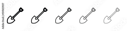 Shovel icon logo in stroke lines collection