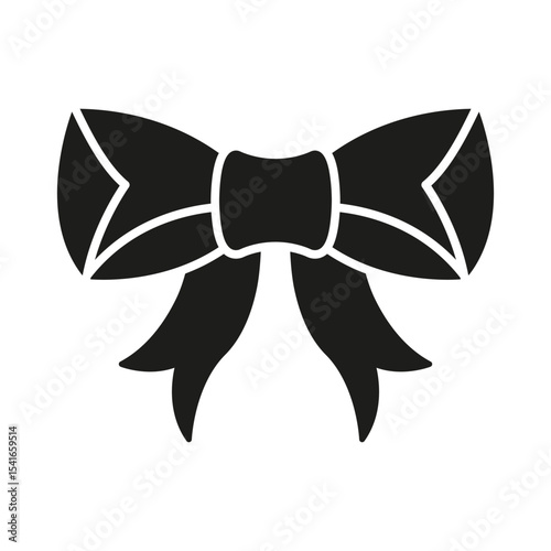 Bow Ribbon Solid Icon. Decorative Bowknot, Gift Wrapping, And Fashion Accessory Silhouette Symbol. Celebration And Style Element. Isolated Vector Illustration