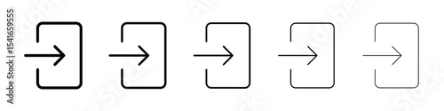 Sign out icon logo in stroke lines collection