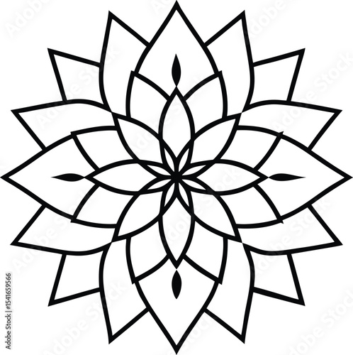 Minimalist mandala in radial format with elegant floral geometry
