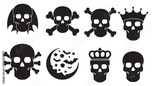 Set of skull crown vector illustration