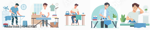 ironing clothes character vector