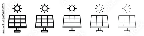 Solar panel icon logo in stroke lines collection