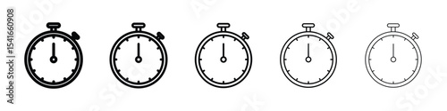 Stop watch icon logo in stroke lines collection