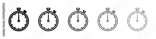 Stopwatch icon logo in stroke lines collection