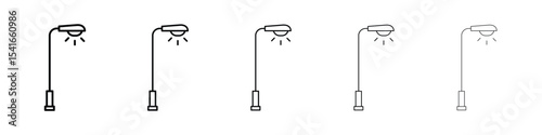 Street light icon logo in stroke lines collection