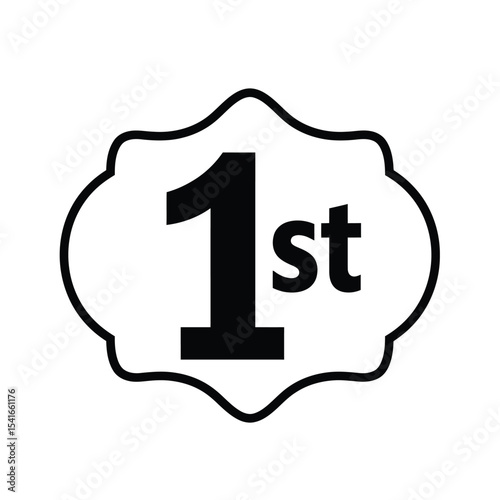 Black Silhouette First Birthday Badge Vector Icon illustration