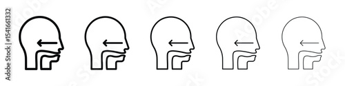 Swallowing reflex icon logo in stroke lines collection