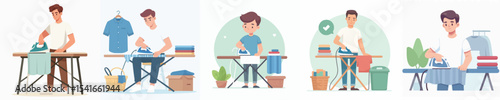 ironing clothes character vector