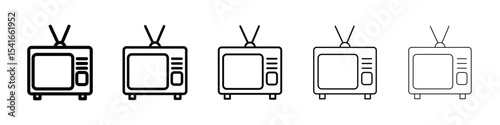 Television icon logo in stroke lines collection