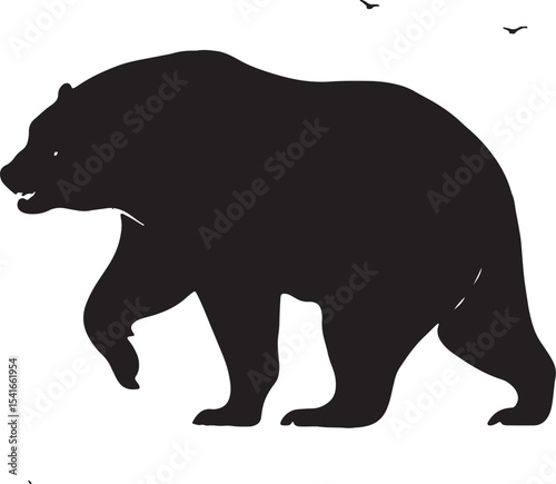 Wild Bear Silhouette: A striking silhouette of a bear in motion against a natural backdrop, embodying strength and wilderness. This image evokes a sense of untamed power.