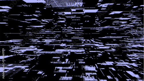 Vector abstract digital background. Purple matrix cyberspace with moving data. Technology cyber security futuristic space. Concept hacking, sorting and analysis big data. Binary code dots flow.