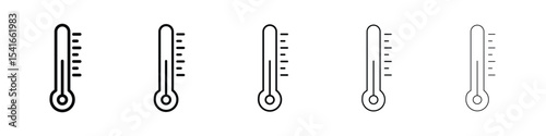 Temperature icon logo in stroke lines collection