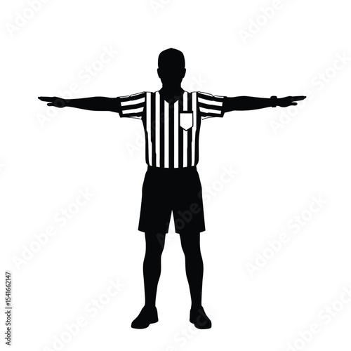 Referee Silhouette Vector Pause Signal Black White