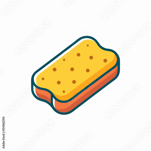 Isometric sponge vector illustration for cleaning, washing and household design element