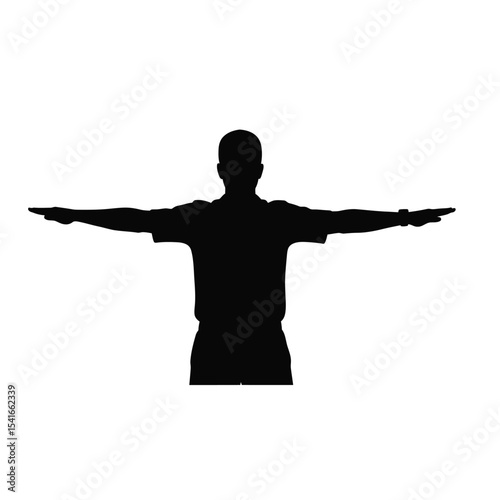 Black Silhouette Referee Pause Signal Vector Icon