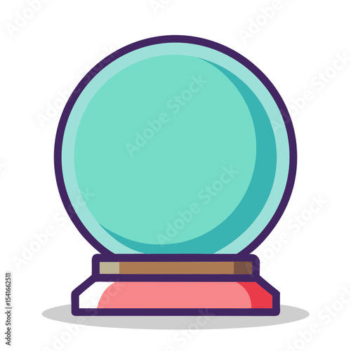 Minimalist Fortune Telling Magic Crystal Ball on a Turquoise Background