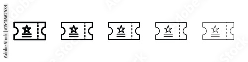 Ticket icon logo in stroke lines collection