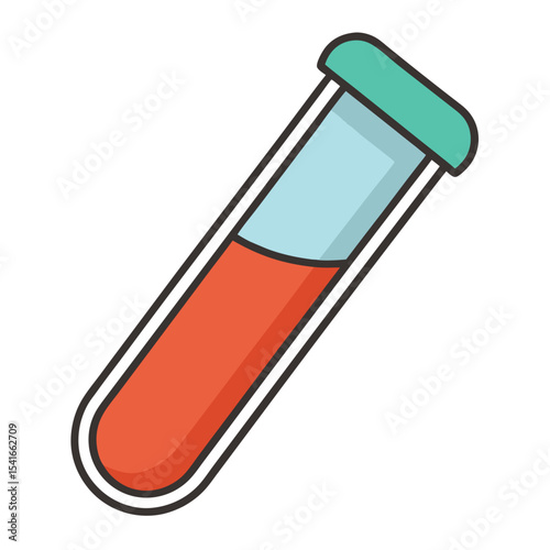 Cartoon illustration of a lab test tube filled with two liquids