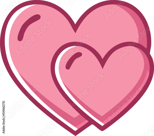 two overlapping pink hearts, showcasing a playful, hand-drawn style. Perfect for Valentine’s Day projects, romantic graphics, or children’s art, it symbolizes love and affection