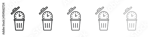 Time waste icon logo in stroke lines collection