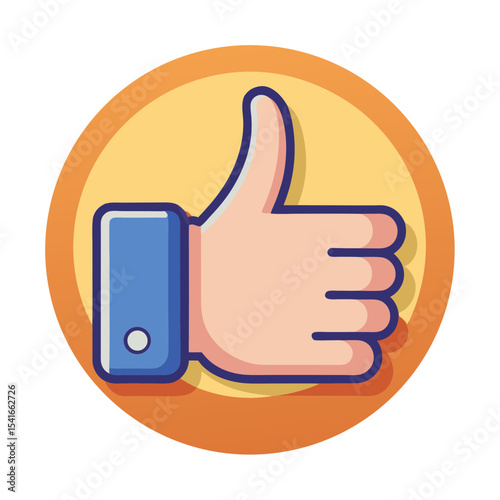 Graphic Icon of a Thumb Up inside a Circle Shape Background