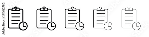 Timesheet icon logo in stroke lines collection