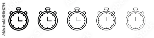 Timer icon logo in stroke lines collection