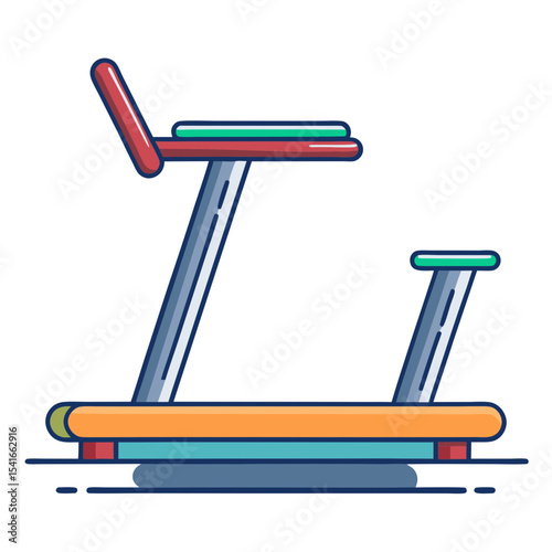 Colorful Cartoon Exercise Bike Illustration on a White Background for Fitness