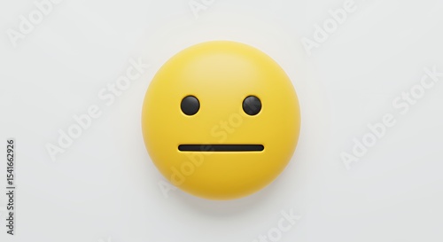 Isolated Yellow Circle Face with Neutral Expression on White Background