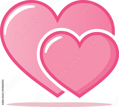 two overlapping pink hearts, showcasing a playful, hand-drawn style. Perfect for Valentine’s Day projects, romantic graphics, or children’s art, it symbolizes love and affection