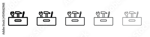 Toolbox icon logo in stroke lines collection