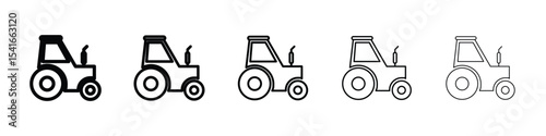 Tractor icon logo in stroke lines collection