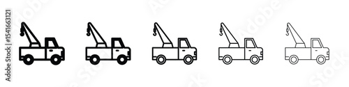 Tow truck icon logo in stroke lines collection