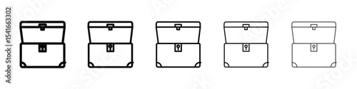 Treasure chest icon logo in stroke lines collection