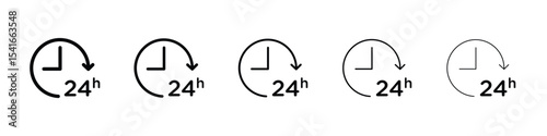 Twenty four hours icon logo in stroke lines collection