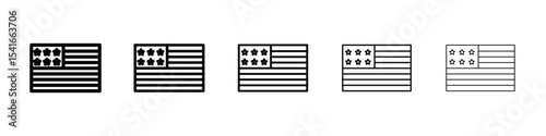 USA flag icon logo in stroke lines collection