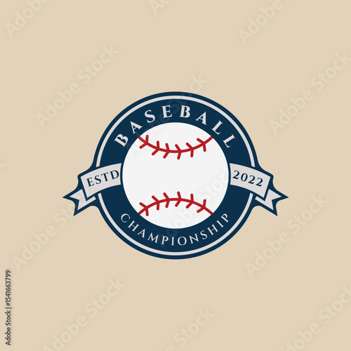 baseball sport logo, icon ball with emblem vector illustration design graphic template